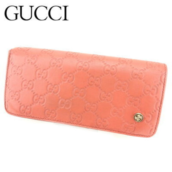 Gucci long Wallet zipper Guccissima pink leather accessory - Picture 1 of 6
